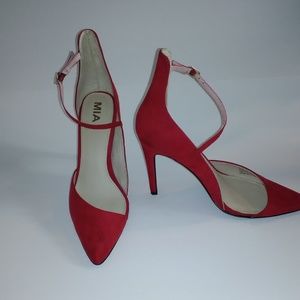 MIA MONA RED SUEDE D'ORSAY HEELS